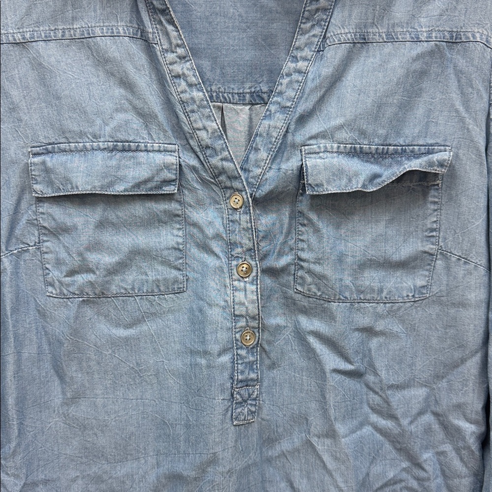 New York & Company Light Blue Button Down Hi-Lo Tunic Shirt Sz Small! - Picture 2 of 8